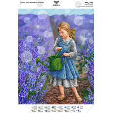 фото: картина, вышитая бисером, Девочка и весна