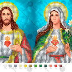 фото: схема для вышивки бисером Святейшее Сердце Иисуса и Непорочное Сердце Марии