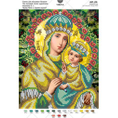 изображение: схема для вышивки бисером по мотивам иконы А. Охапкина Богородица с маленьким Иисусом