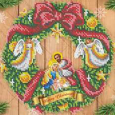 изображение: религиозный сюжет, вышитый бисером, Рождество Христово