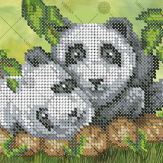 фото: картина, вышитая бисером, Панды фото: картина, вышитая бисером, Панды