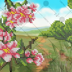 фото: картина, вышитая бисером, Цветущая ветка