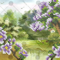 фото: картина, вышитая бисером, Цветущая ветка