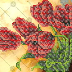 фото: картина, вышитая бисером, Тюльпаны