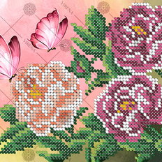 фото: картина, вышитая бисером, Пионы