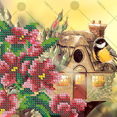 фото: картина, вышитая бисером, Цветы