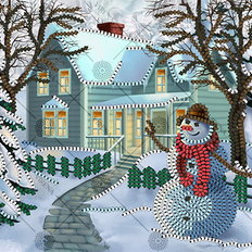 фото: картина, вышитая бисером, Снеговик