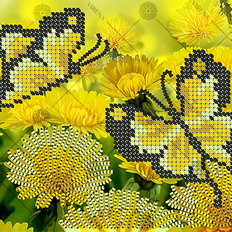 фото: картина, вышитая бисером, Бабочки