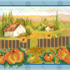 фото: картина, вышитая бисером, Тыквы