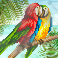 фото: картина, вышитая бисером, Попугаи