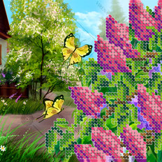 фото: картина, вышитая бисером, Сирень