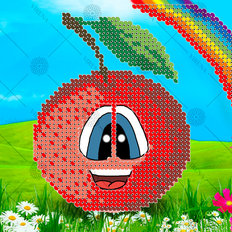 фото: картина, вышитая бисером, Яблоко