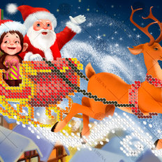 фото: картина, вышитая бисером, Санта