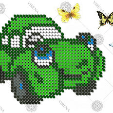 изображение: картина, вышитая бисером, Машинка