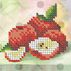 изображение: картина, вышитая бисером, Яблоки