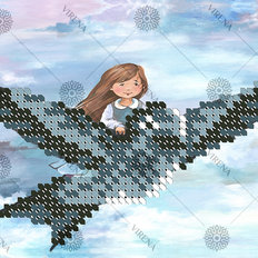 фото: картина, вышитая бисером, Девочка на ласточке фото: картина, вышитая бисером, Девочка на ласточке