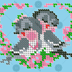 фото: картина, вышитая бисером, Влюблённые птички фото: картина, вышитая бисером, Влюблённые птички