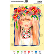 фото: картина, вышитая бисером, Девочка в венке