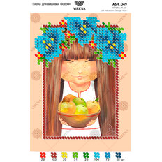 фото: картина, вышитая бисером, Девочка в венке