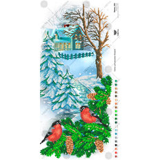 фото: картина, вышитая бисером, Панно Снегири