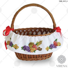 фото: лента на Спас вокруг корзины для вышивания бисером, Фрукты и мёд