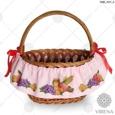 фото: лента на Спас вокруг корзины для вышивания бисером, Фрукты и мёд