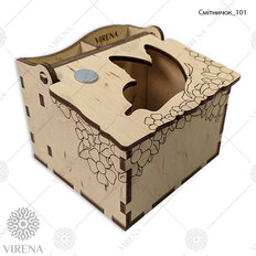 фото: деревянная шкатулка-мусорничка для рукоделия