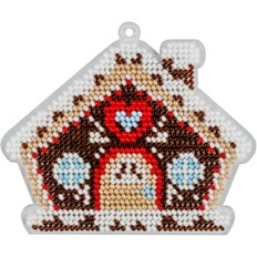 фото: ёлочное украшение, вышитое бисером на пластиковой канве