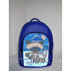 Пошитый рюкзак для вышивки бисером Модель 2 С19 синий кожзам