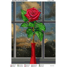 Схема для вышивки бисером Роза на окне